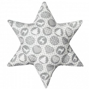 Подушка декоративная звезда «Шары новогодние» 50х50 см, цвет серый