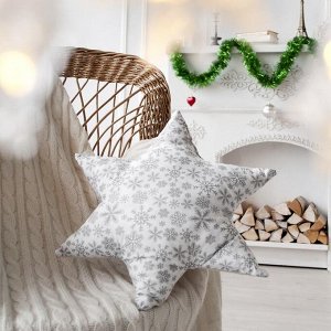 Подушка декоративная звезда «Снежинки» 50х50 см, цвет серый