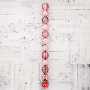 Набор шаров пластик d-6 см, 12 шт "Лилиан" розовый