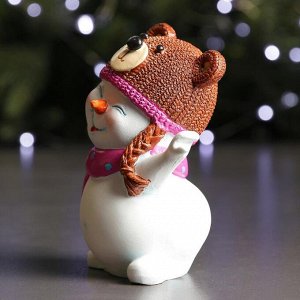 Фигура "Снеговик - медвежонок" 7х11х12см