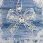 Украшение ёлочное &quot;Бантик блеск&quot; 12х10,5 см, прозрачный