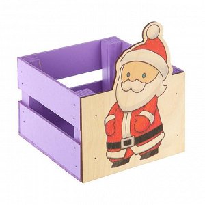 Ящик реечный Дед мороз (печать) 13х13х9/15 см, фиолетовый