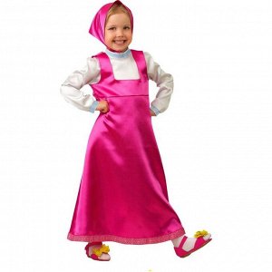 Карнавальный костюм «Маша», текстиль, рубашка-сарафан, платок, р. 34, рост 134 см