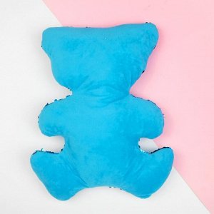 Мягкая игрушка «Медведь», пайетки, цвет серебряно-голубой