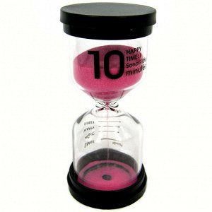 Песочные часы на 10 минут, розовые, 10х4 см, стекло, пластик