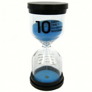 Песочные часы на 10 минут, синие, 10х4 см, стекло, пластик