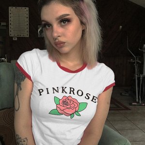 Кроп-топ Pink rose. Белый