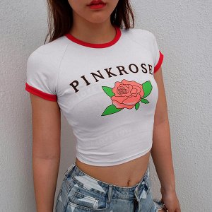 Кроп-топ Pink rose. Белый