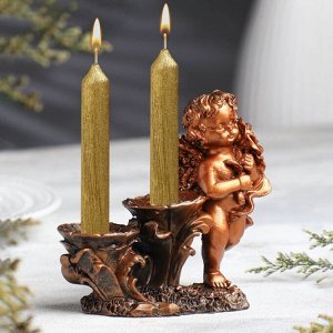 Подсвечник на 2 свечи TAKE IT EASY «Ангелочек стоит», полистоун, 11?5.5?12 см