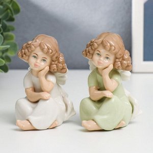 Фигурка керамика «Девочка с кудряшками, в платье с бантом», 9x4.5x5 см, МИКС