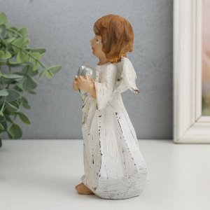 Фигурка полистоун «Ангел в бежевой тоге с сердечком», 6x8.5x16 см