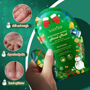 Ухаживающая маска-перчатки для рук в новогоднем дизайне Sadoer Hand Mask Moisturizing Nourish Whitening