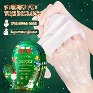 Ухаживающая маска-перчатки для рук в новогоднем дизайне Sadoer Hand Mask Moisturizing Nourish Whitening