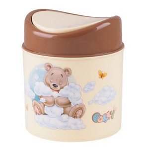 Контейнер для мусора, 1 л, настольный, с крышкой, пластик, круглый, POLLY