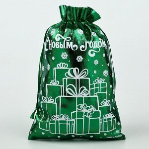 Дарите Счастье / Мешочек подарочный парча «Новогодние подарки», зелёный, 16 х 24 см, Новый год