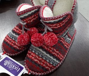 Обувь женская домашняя полусапожки с мехом комбинированные