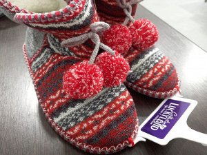 Обувь женская домашняя полусапожки с мехом комбинированные