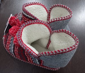 Обувь женская домашняя полусапожки с мехом комбинированные