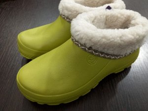 Галоши ботики женские с мехом утепленные цвет Оливковый