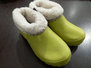 Галоши ботики женские с мехом утепленные цвет Оливковый
