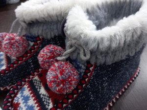 Обувь женская домашняя полусапожки с мехом комбинированные