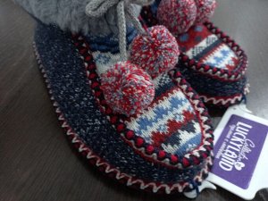 Обувь женская домашняя полусапожки с мехом комбинированные