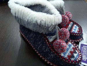 Обувь женская домашняя полусапожки с мехом комбинированные