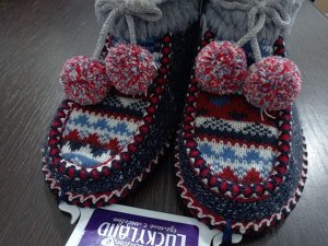 Обувь женская домашняя полусапожки с мехом комбинированные