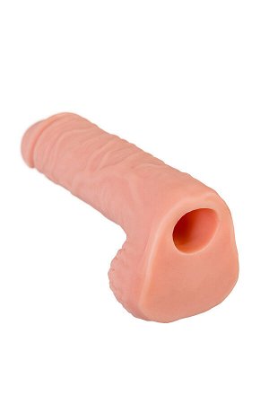Насадка на пенис XLover by TOYFA для увеличения размера, с мошонкой, TPE, телесный, 16 см