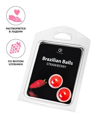 Массажное масло SECRET PLAY BRAZILIAN BALLS, клубника, 2 х 4 гр