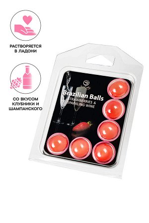 Массажное масло SECRET PLAY BRAZILIAN BALLS, клубника и шампанское, 6 х 4 гр
