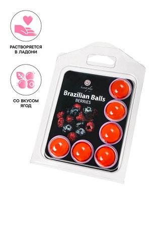 Массажное масло SECRET PLAY BRAZILIAN BALLS, ягоды, 6 х 4 гр