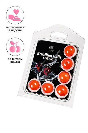 Массажное масло SECRET PLAY BRAZILIAN BALLS, вишня, 6 х 4 гр