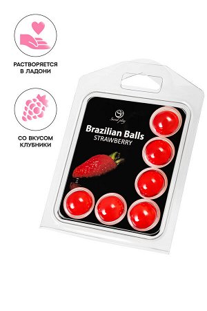 Массажное масло SECRET PLAY BRAZILIAN BALLS, клубника, 6 х 4 гр