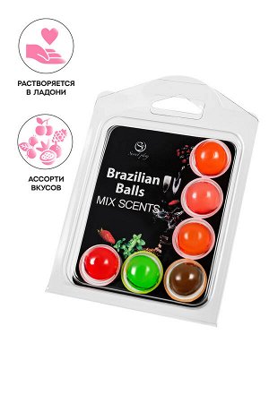 Массажное масло SECRET PLAY BRAZILIAN BALLS, микс ароматов, 6 х 4 гр