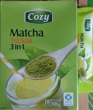 Зеленый чай Матча 3 в 1 с молоком Cozy, 18шт по 17г