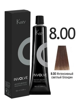 Краска для волос тон 8.00 Светлый блондин глубокий KEZY Involve 100 мл