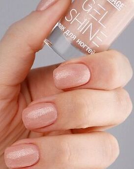 Лак для ногтей GEL SHINE, 102 Светлый бежевый с шиммером