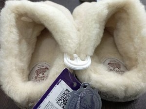 Обувь женская домашняя тапочки из натуральной шерсти цвет Серый