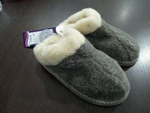 Обувь женская домашняя тапочки из натуральной шерсти цвет Серый