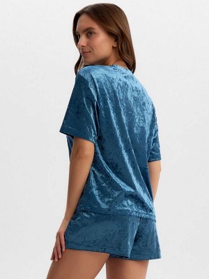 Комплект женский (футболка и шорты) KAFTAN Velvet, синий