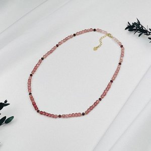 Колье из Клубничного кварца и Граната "Градиент"