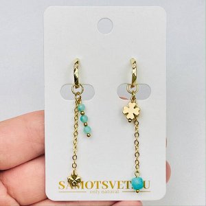 Серьги длинные из Амазонита
