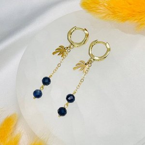 Серьги на цепочке из Содалита