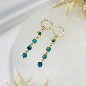 Серьги длинные из Хризоколлы