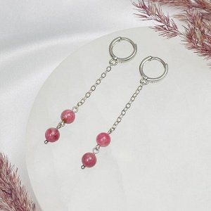 Серьги на цепочке из розового Турмалина