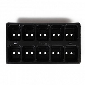 Кассета для рассады Greengo на 10 ячеек, по 100 мл, пластиковая, чёрная, 25x14x5 см