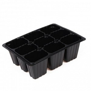 Кассета для рассады, 9 ячеек по 80 мл, пластик, чёрная, 18x13x6 см, Greengo