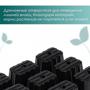 Кассета для рассады, 9 ячеек по 80 мл, пластик, чёрная, 18x13x6 см, Greengo