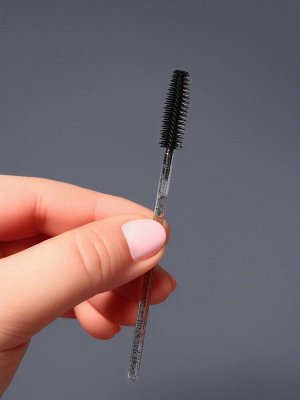 Щёточки для бровей и ресниц, силиконовые, набор - 10 шт, 10,5 см, цвет чёрный/прозрачный